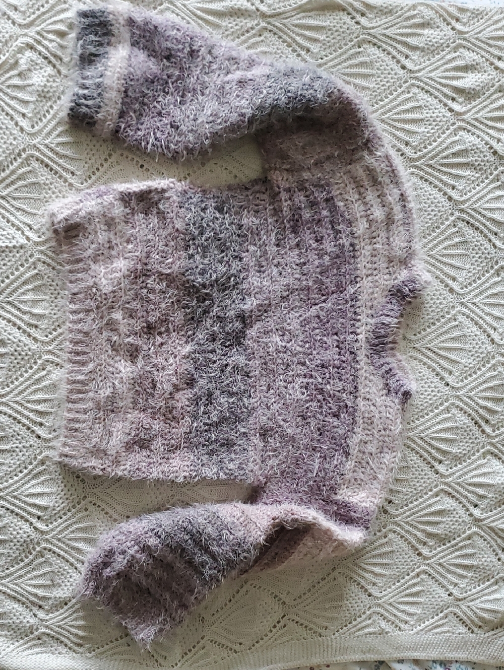 Handmade With Love 💖 Crochet Soft Lilac Ombre Women's Sweater (Size Small)